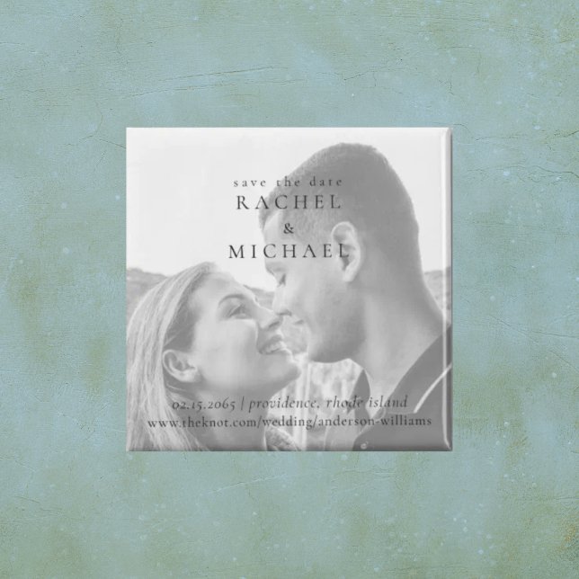 Schwarz-Weiß-Foto-Hochzeit speichern Sie das Datum Magnet (Von Creator hochgeladen)