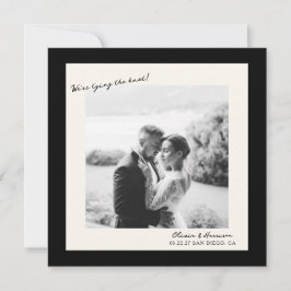 Schwarz-Weiß-Foto Hochzeit Termin speichern Einladung
