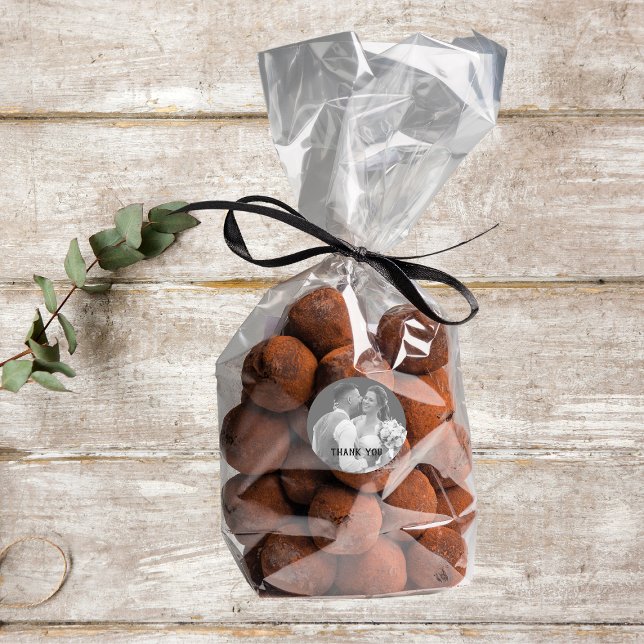 Schwarz-Weiß-Foto Hochzeitsgeschenk Danke Runder Aufkleber (Party Favor)