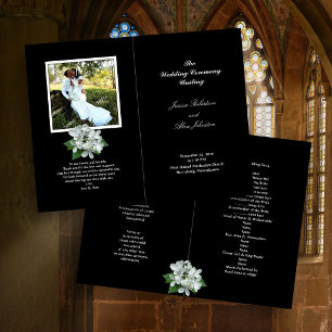 Schwarz-Weiß-Foto-Hochzeitsprogramm gefaltet