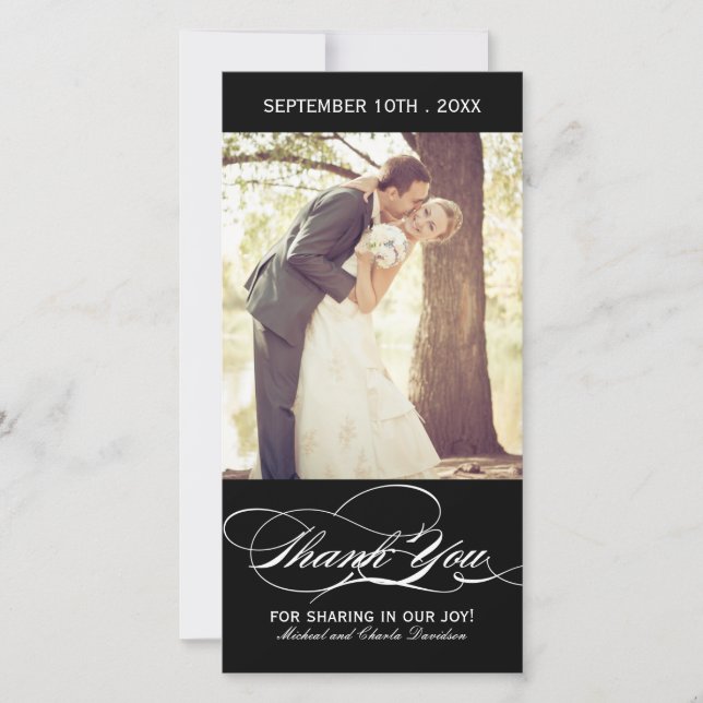 Schwarz-Weiß-Foto-Karte (4x8) Dankeskarte (Vorderseite)