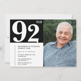 Schwarz-Weiß-Foto Männer - Einladung zum 92. Gebur