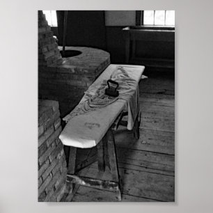 Schwarz-Weiß-Foto mit antiken Eisen Poster