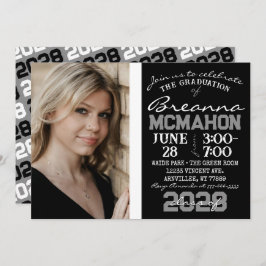 Schwarz-Weiß-Foto Moderner Abschluss Einladung