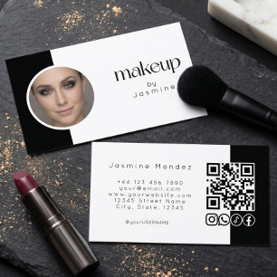 Schwarz-Weiß-Foto MUA QR-Code Social Icons  Visitenkarte