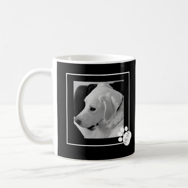 Schwarz-Weiß-Foto Niedlicher Hund Beste Mama je Kaffeetasse (Links)