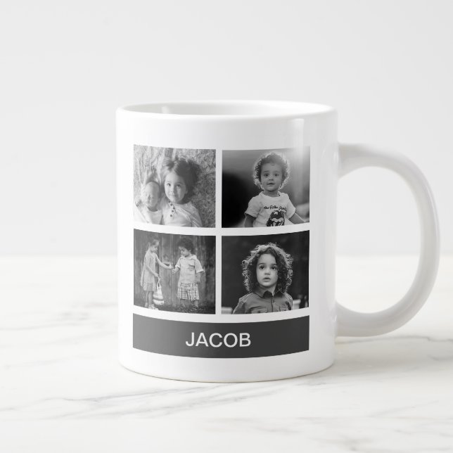Schwarz-Weiß-Foto - Personalisiert Jumbo-Tasse (Rechts)