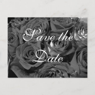 Schwarz-Weiß-Foto-Rose Rett-the-date-Postkarte Ankündigungspostkarte