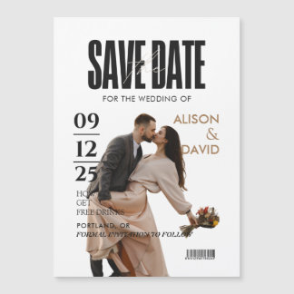 Schwarz-Weiß-Foto Save the Date Hochzeit Magneteinladung
