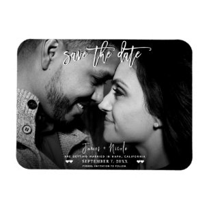 Schwarz-Weiß-Foto-Skript Save the Date Hochzeit Magnet