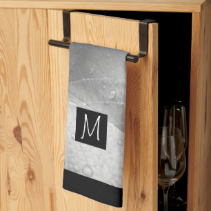 Schwarz-Weiß-Foto von Blätter der Weintraube Anfän Geschirrtuch