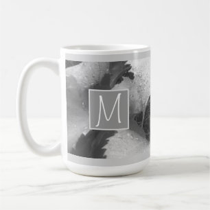 Schwarz-Weiß-Foto von Blätter der Weintraube Anfän Kaffeetasse
