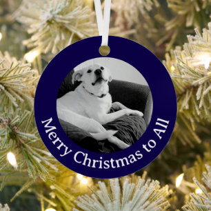 Schwarz-Weiß-Foto von sprechendem Hund Weihnachten Ornament Aus Metall