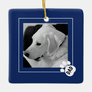 Schwarz-Weiß-Foto von süßem Hund Papa Pfote Navy Keramikornament