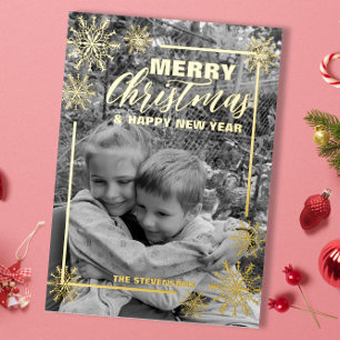 Schwarz-Weiß-Foto Weihnachten Folien Feiertagskarte