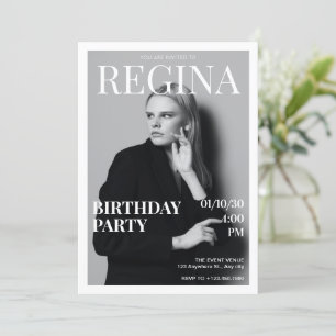 Schwarz-Weiß-Foto-Zeitschrift Geburtstag Einladung