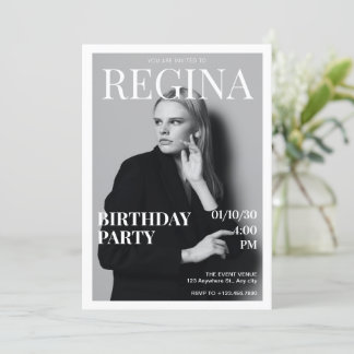 Schwarz-Weiß-Foto-Zeitschrift Geburtstag Einladung