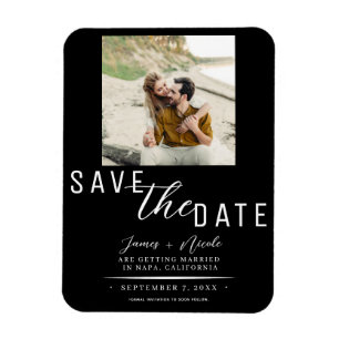 Schwarz-Weiß-Foto zur Hochzeitseinladung "Save the Magnet