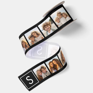 Schwarz-Weiß-Fotocollage Individuelles Monogramm Satinband