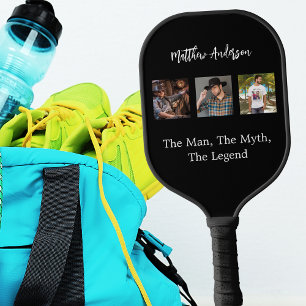 Schwarz-weiß-Fotocollage Mann Mythos Legende Pickleball Schläger