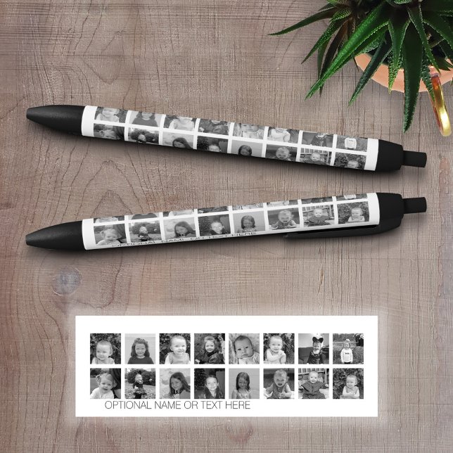 Schwarz-Weiß-FotoCollage mit bis zu 16 Fotos Kugelschreiber (Personalized Writing Pens)
