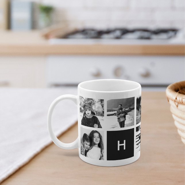 Schwarz-Weiß-FotoCollage Monogram-Tasse Tasse (Von Creator hochgeladen)