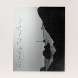 Schwarz-Weiß-Fotografie mit Küstenlandschaft Puzzle