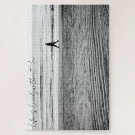 Schwarz-Weiß-Fotografie mit Küstenlandschaft Puzzle