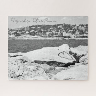 Schwarz-Weiß-Fotografie mit Landschaft am Meer Puzzle