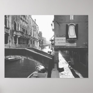 Schwarz-Weiß-Fotografie Venedig Italien Kanal Poster