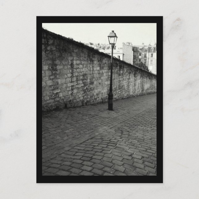 Schwarz-Weiß-Fotografie von Paris Lamp Post Postkarte (Vorderseite)