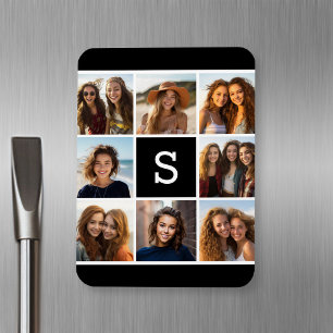 Schwarz-Weiß-Fotolack Benutzerdefiniertes Monogram Magnet