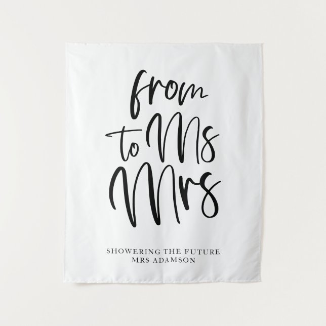 Schwarz-Weiß-Frau an Brautparty Backdrop Wandteppich (Vorderseite)