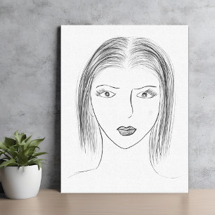 Schwarz-Weiß-Frau-Gesichtsskizze für Galerie-Wand Leinwanddruck