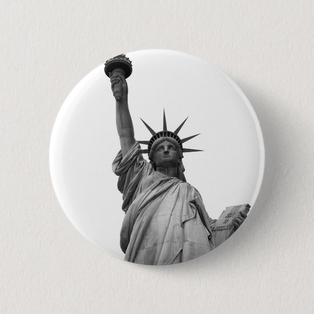 Schwarz-Weiß-Freiheitsstatue Button (Vorderseite)