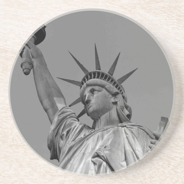 Schwarz-Weiß-Freiheitsstatue New York Getränkeuntersetzer (Vorne)