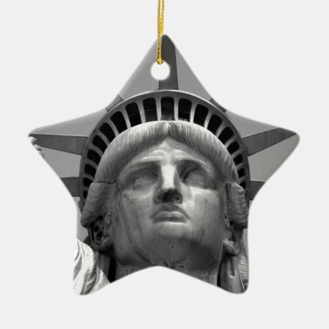 Schwarz-Weiß-Freiheitsstatue New York Keramikornament (Vorne)