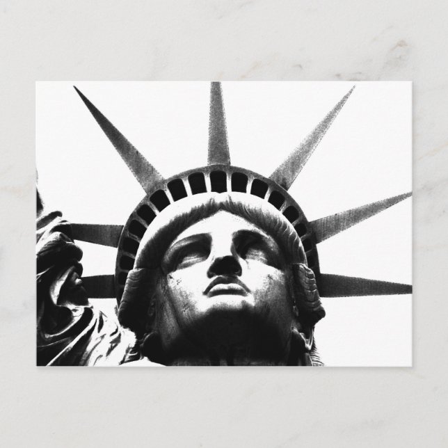 Schwarz-Weiß-Freiheitsstatue Postkarte (Vorderseite)
