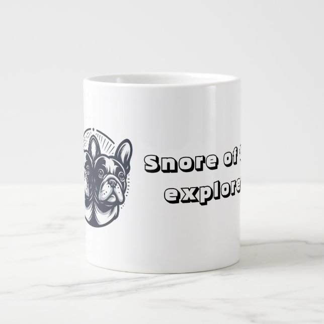 Schwarz & Weiß Frenchie Snore Explorer Jumbo-Tasse (Vorderseite)