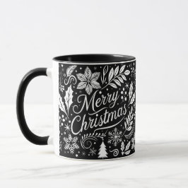 Schwarz-Weiß-frohe Weihnachtskhalkboard Tasse