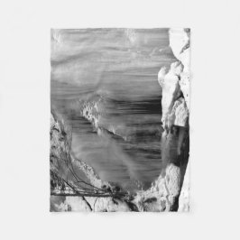 Schwarz-Weiß-Frozen-Wasserfall Fleecedecke