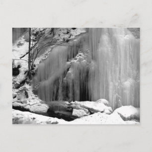 Schwarz-Weiß-Frozen-Wasserfall Postkarte