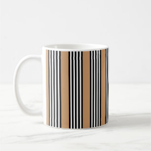 Schwarz-Weiß-Fünf-Streifen-Muster mit Bräune Kaffeetasse