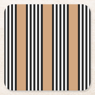 Schwarz-Weiß-Fünf-Streifen-Muster mit Bräune Rechteckiger Pappuntersetzer