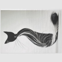 Schwarz-weiß Fury Silhouette Cat Decoupage