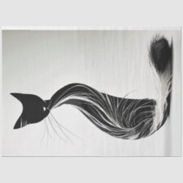 Schwarz-weiß Fury Silhouette Cat Decoupage Seidenpapier