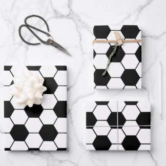 Schwarz-Weiß-Fußball Geschenkpapier Set