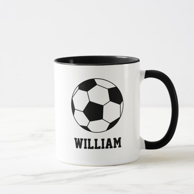 Schwarz-Weiß-Fußball hinzufügen Tasse