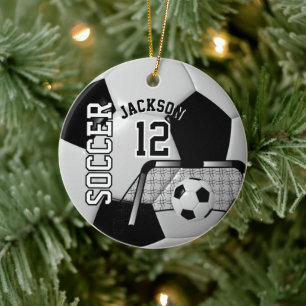 Schwarz-Weiß-Fußball-⚽ Keramik Ornament