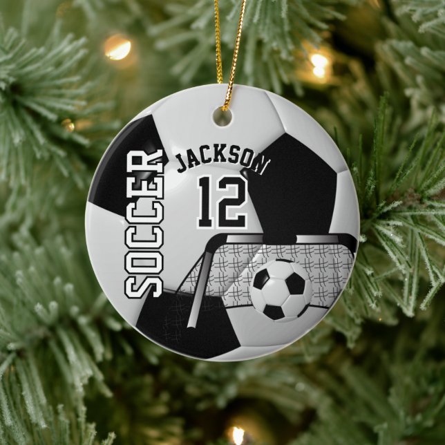 Schwarz-Weiß-Fußball-⚽ Keramik Ornament (Baum)